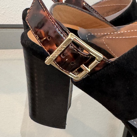 Vionic Bianca Backstrap chunky heel sandal tortoise Strap Black Suede Size 7.5 - Picture 4 of 14